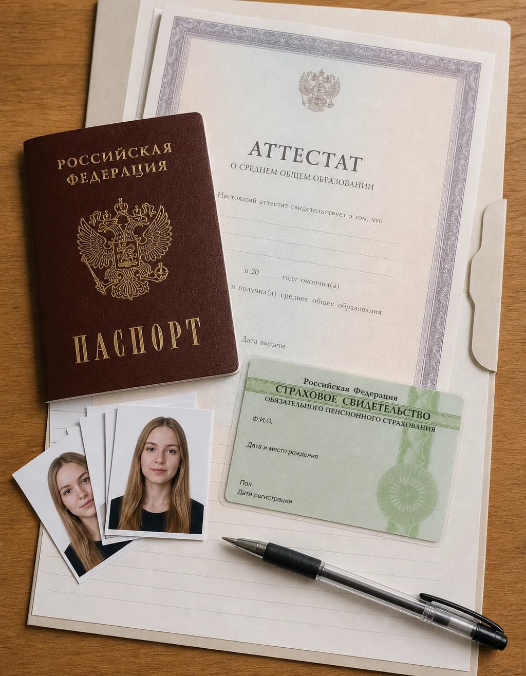 Документы для поступления в вуз: паспорт, аттестат, СНИЛС и фотографии 3×4